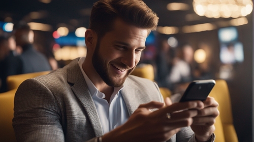 Un parieur accède à BetObet avec son smartphone