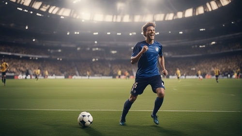Un footballeur de SBObet sur un terrain de football