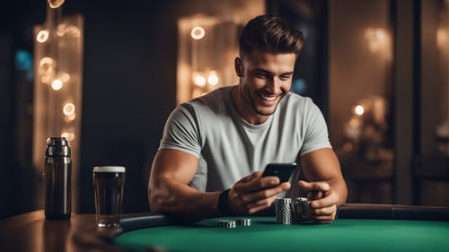 Un joueur assis à une table de bar