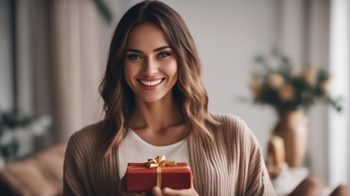 Une femme vous offre un cadeau