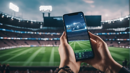 Une application de paris sportifs de 1xbet utilisée pendant un match