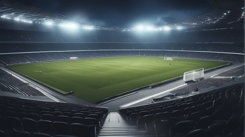 Un stade football vide, de nuit