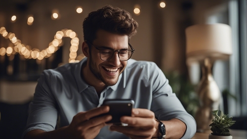 Un parieur qui utilise BetIBC sur son téléphone mobile